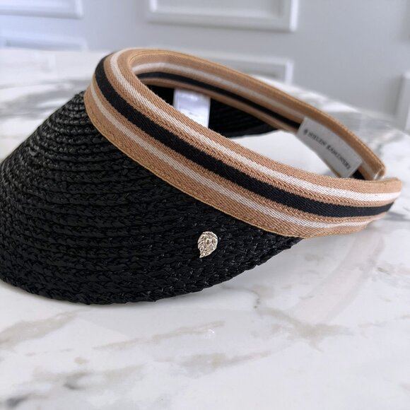 NWT - Helen Kaminski Bianca Visor - Charcoal w/ Black Stirpe👒 - Picture 6 of 8
